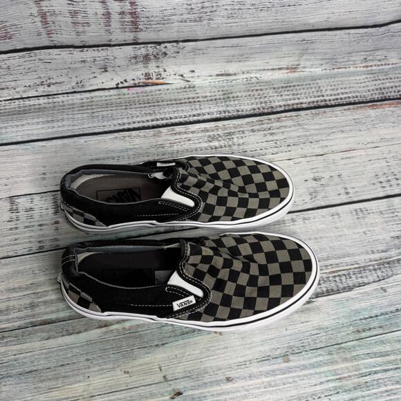 Vans Classic Slip-On Checkerboard Black Gray Skate Shoes M5.5-W7 - Picture 3 of 4
